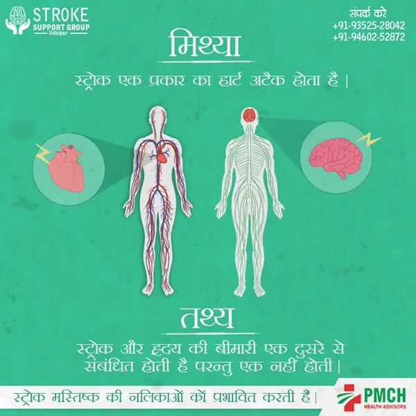 Stroke fiction vs fact (Hindi) — social & posters by Udaipur Graphic Designer